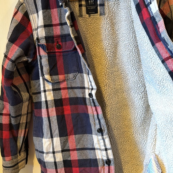 Gap Sherpa Flannel plaid checkered heavy Boys XXL women’s Medium - Picture 5 of 6
